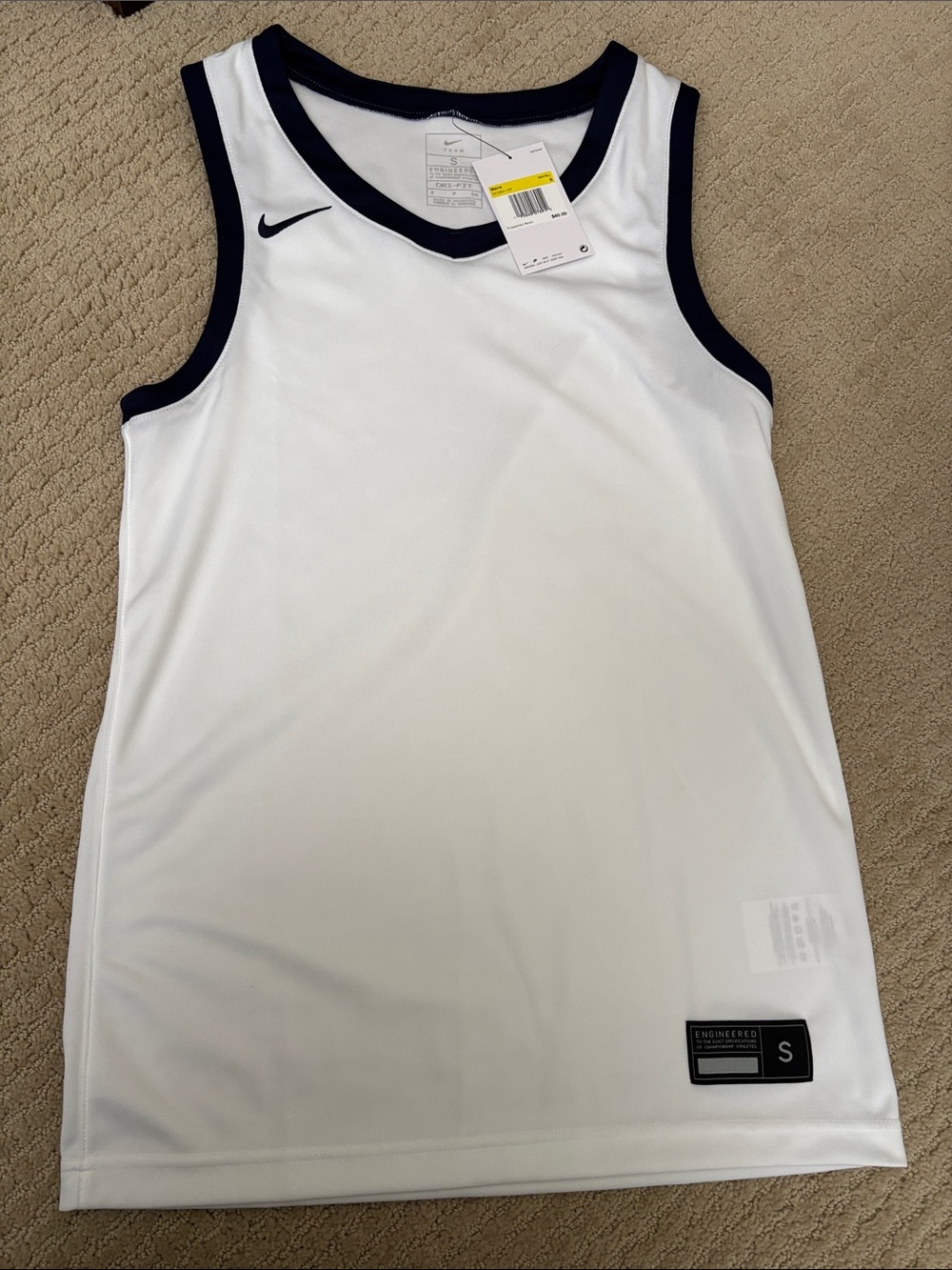 Nike White and Navy Men’s Athletic Tank Top